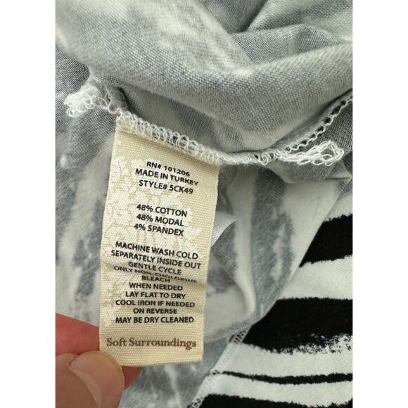 Size 1X 16 18 SOFT SURROUNDINGS BLACK+WHITE ZEBRA PRINT‎ FAUX-WRAP DRESS Plus Sz - Picture 5 of 5